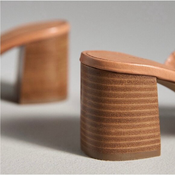 Anthropologie Woven Block-Heel Mule Sandals Size US 9-9.5 EU 40 Honey - Picture 4 of 4